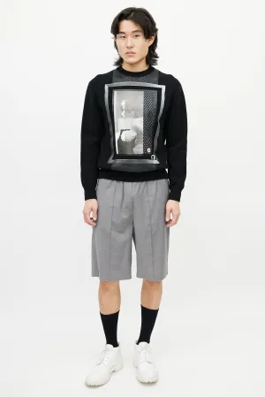 Black & Multicolour Wool Face Sweater