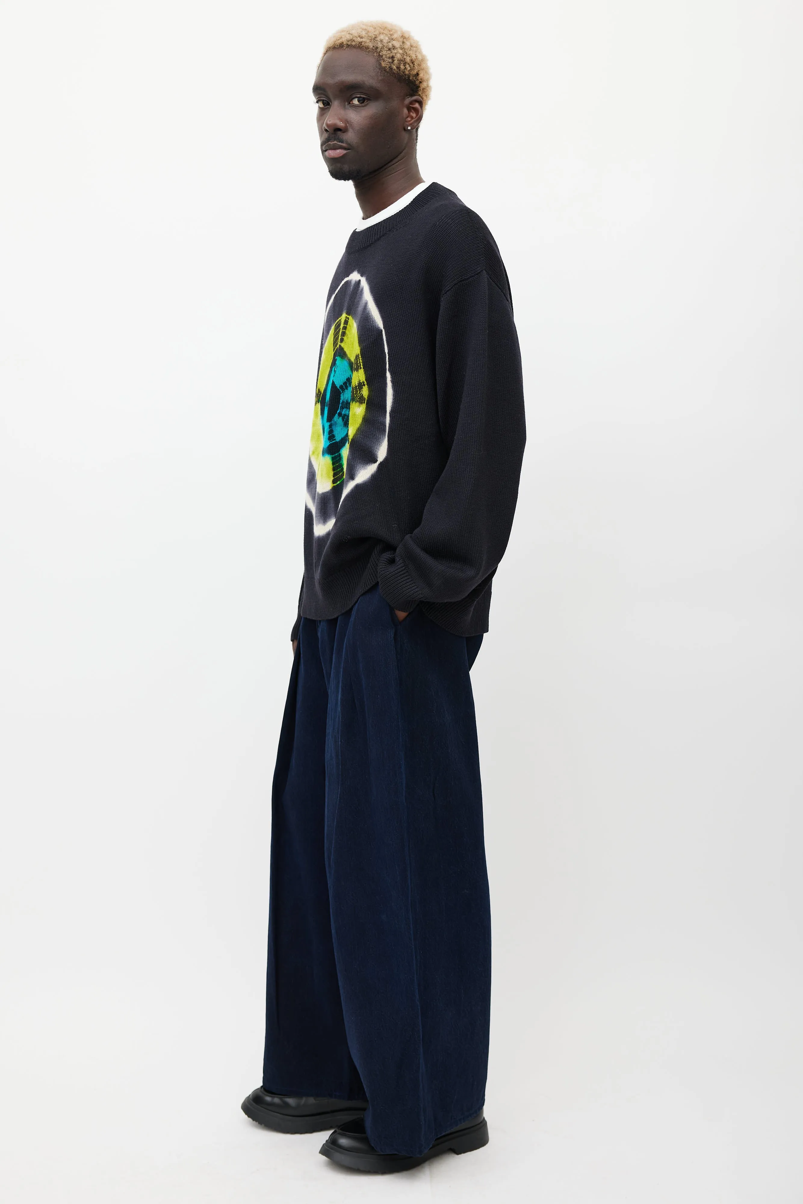 Black & Multicolour Wool Tie Dye Sweater