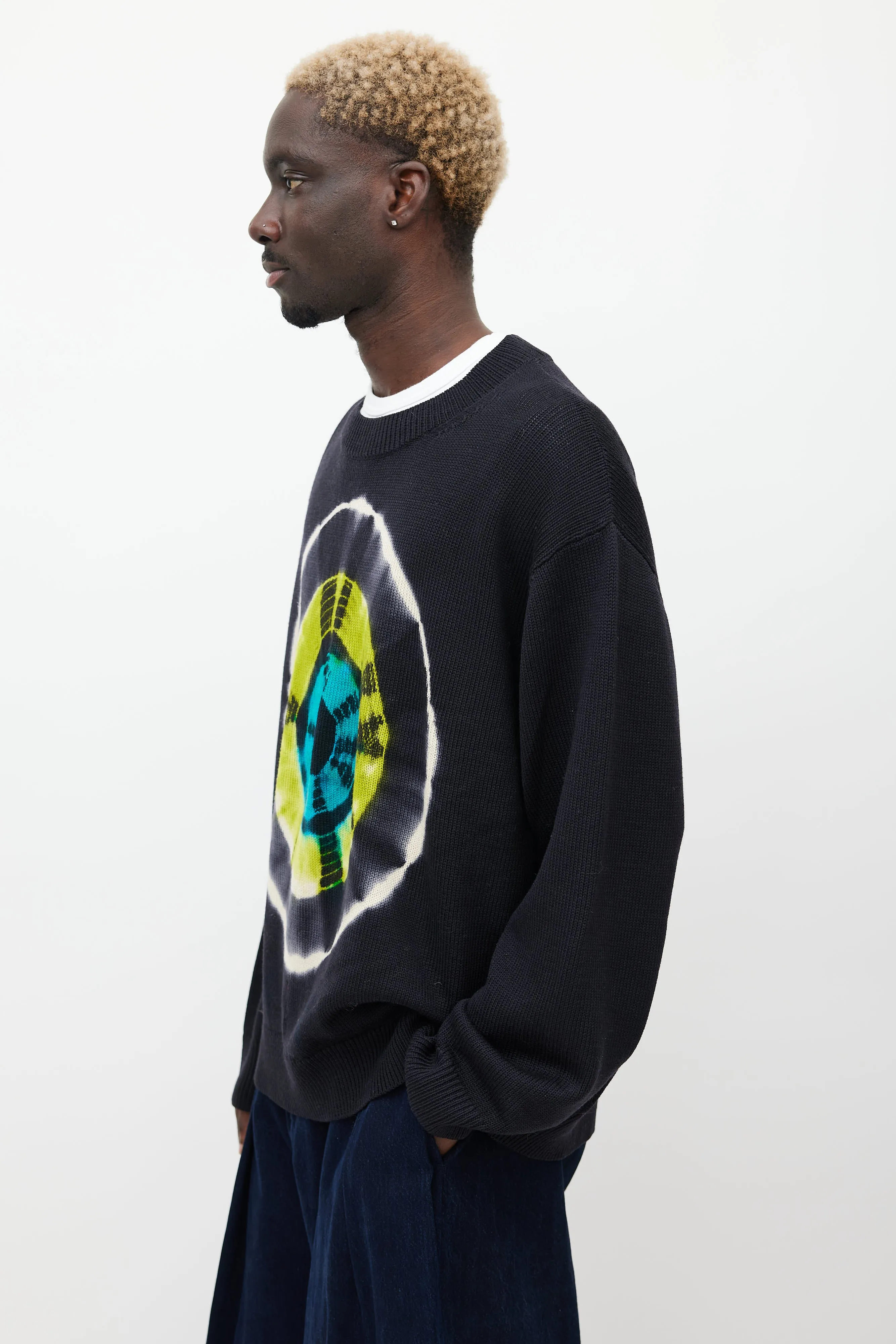 Black & Multicolour Wool Tie Dye Sweater