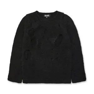 BLACK Comme Des Garçons Distressed Crewneck Sweater (Black)