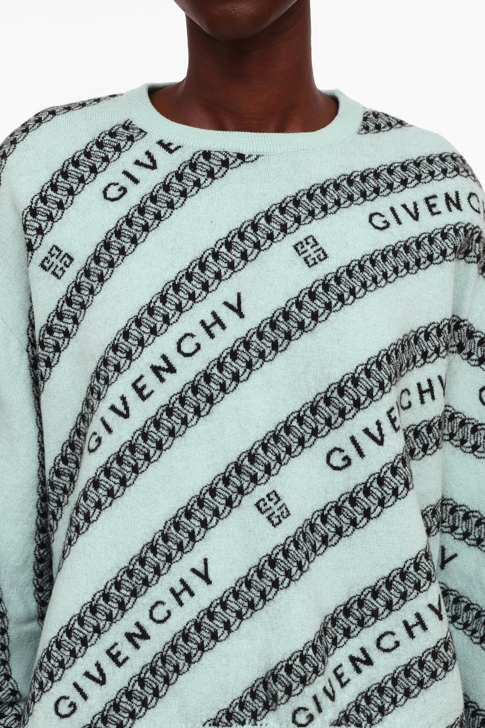 Blue & Black Logo Knit Wool Sweater