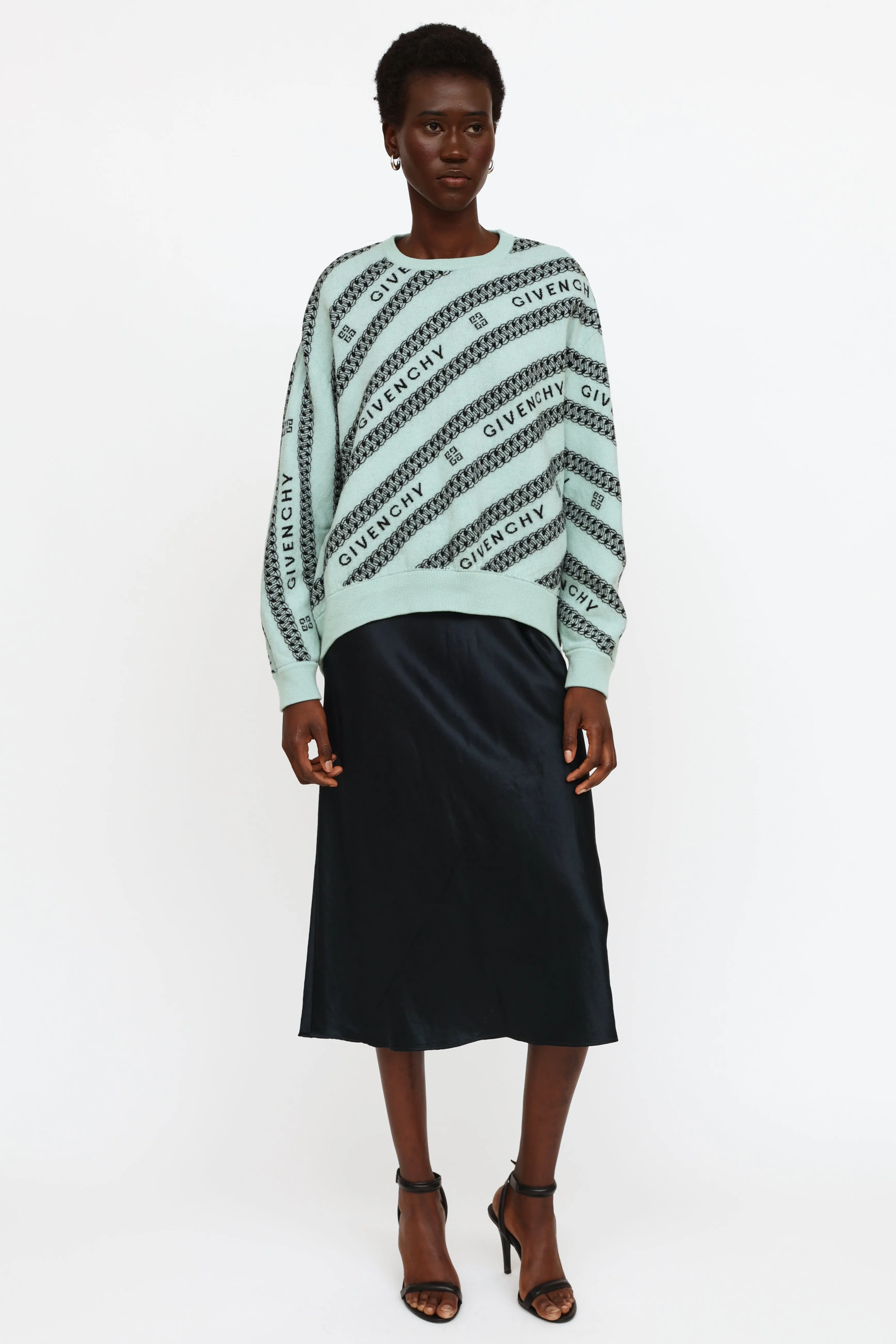 Blue & Black Logo Knit Wool Sweater
