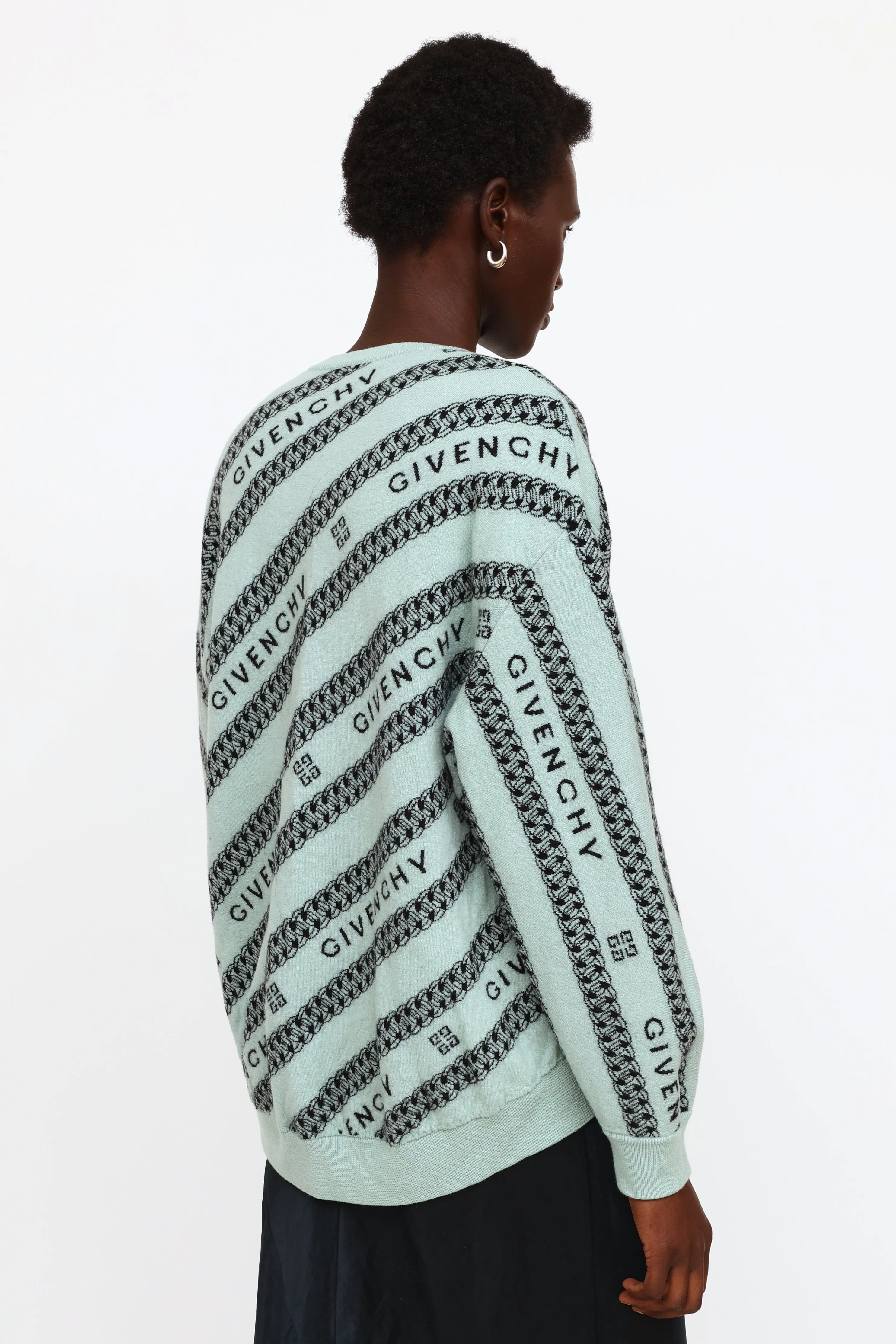 Blue & Black Logo Knit Wool Sweater
