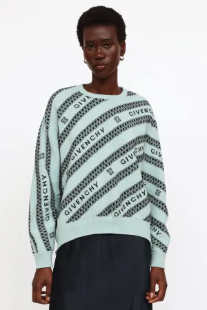 Blue & Black Logo Knit Wool Sweater