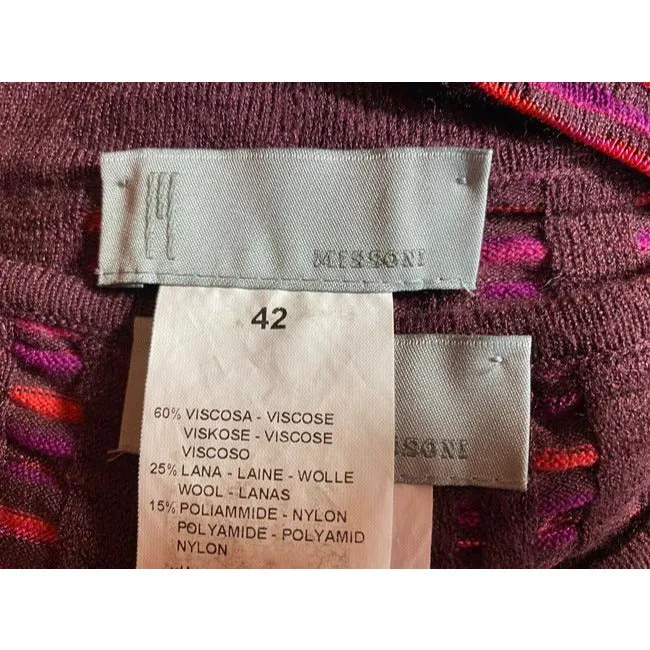 Missoni Red Purple Black Top Twin Set Cardigan
