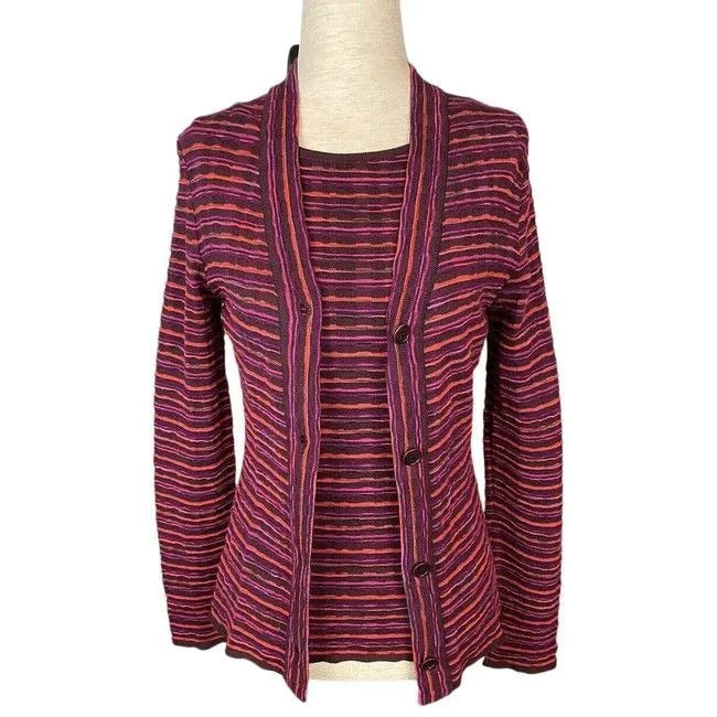 Missoni Red Purple Black Top Twin Set Cardigan