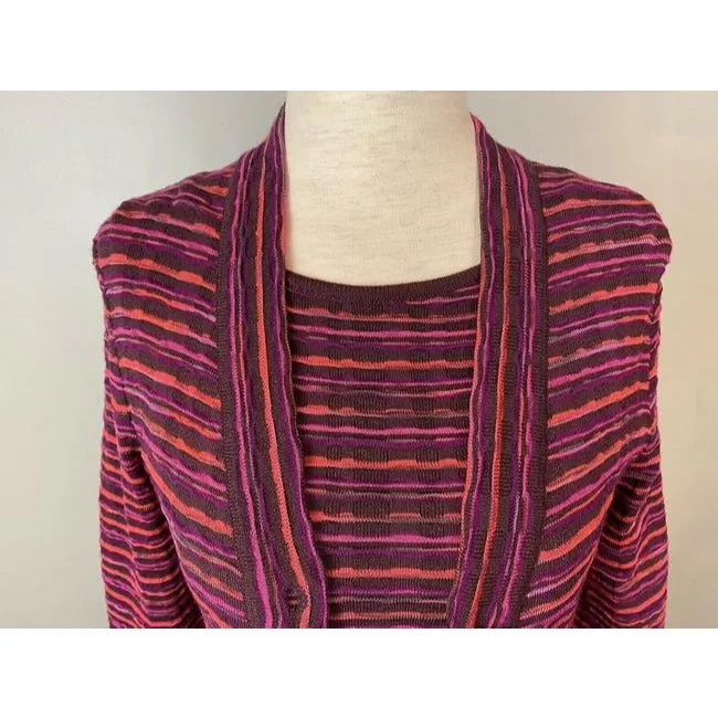 Missoni Red Purple Black Top Twin Set Cardigan
