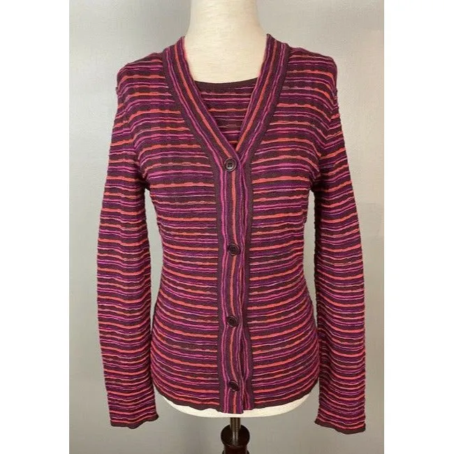 Missoni Red Purple Black Top Twin Set Cardigan