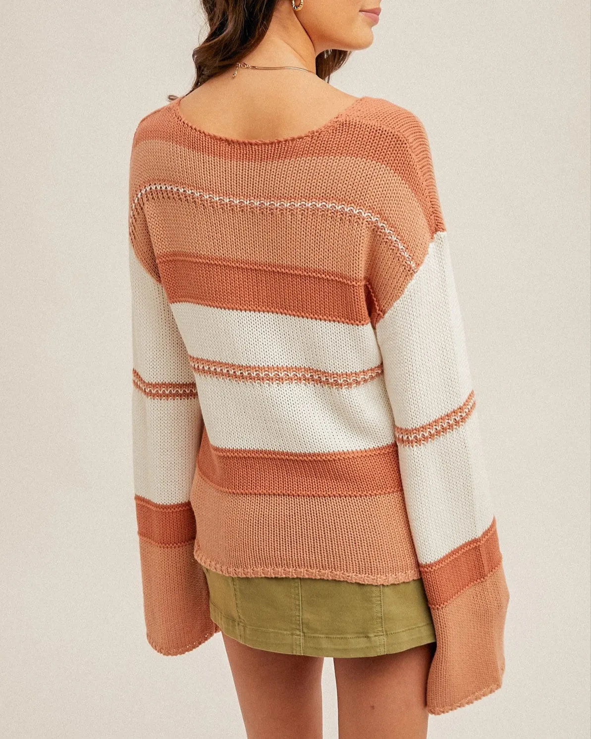 Morning Glow Sienna & Cream Striped Sweater