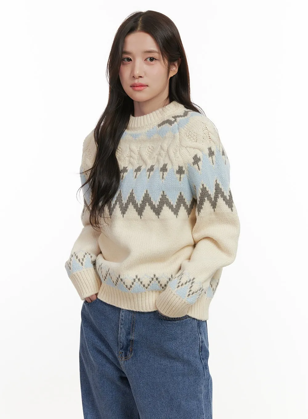 Nordic Knit Round Neck Sweater ON429