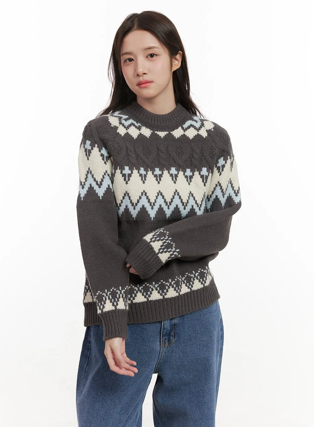 Nordic Knit Round Neck Sweater ON429