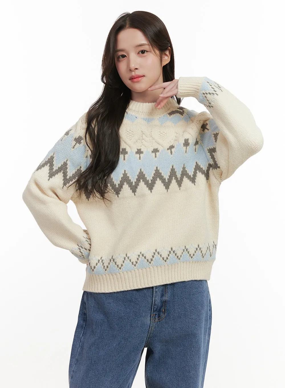 Nordic Knit Round Neck Sweater ON429