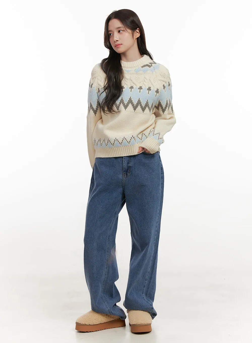 Nordic Knit Round Neck Sweater ON429