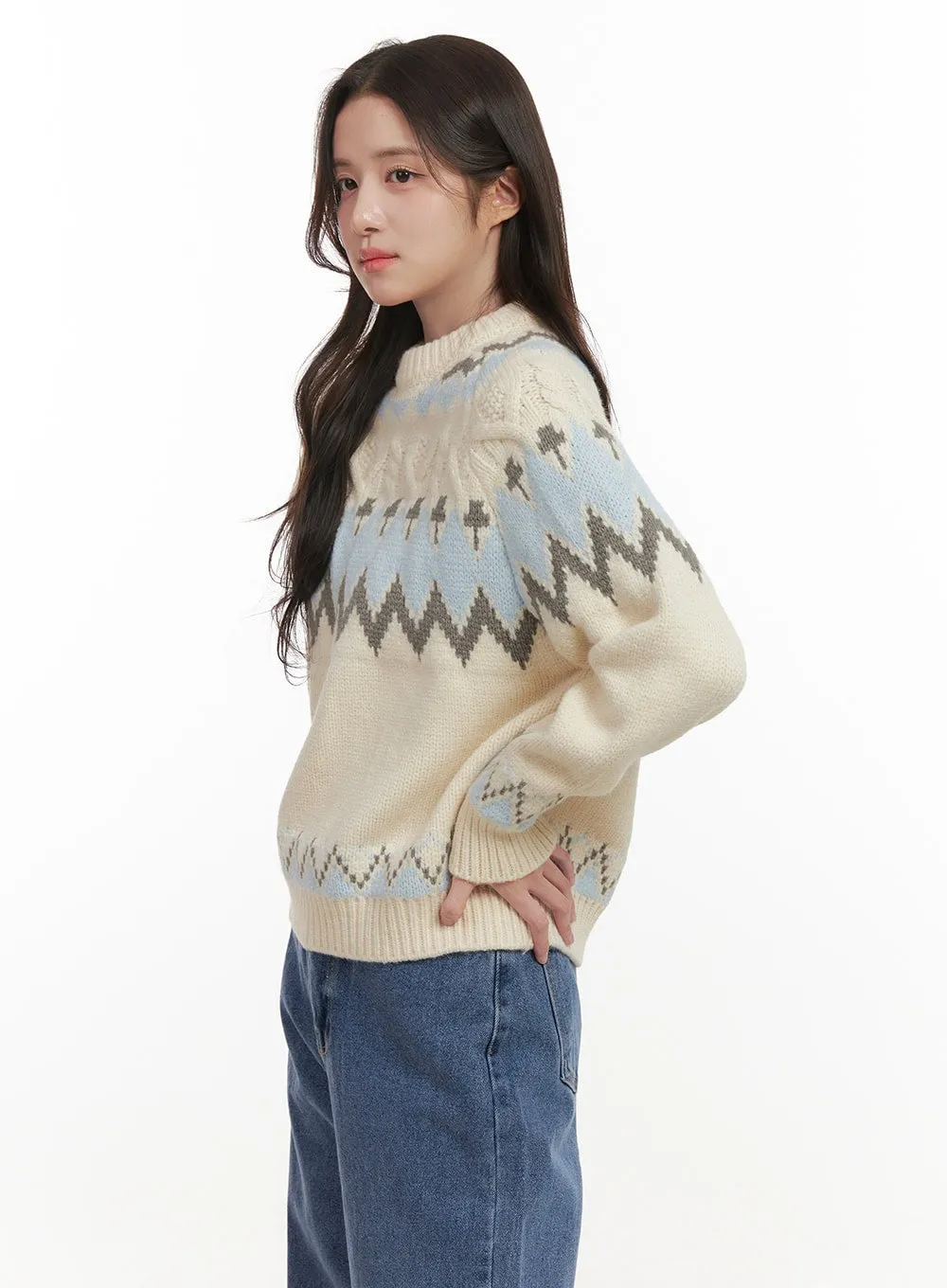 Nordic Knit Round Neck Sweater ON429