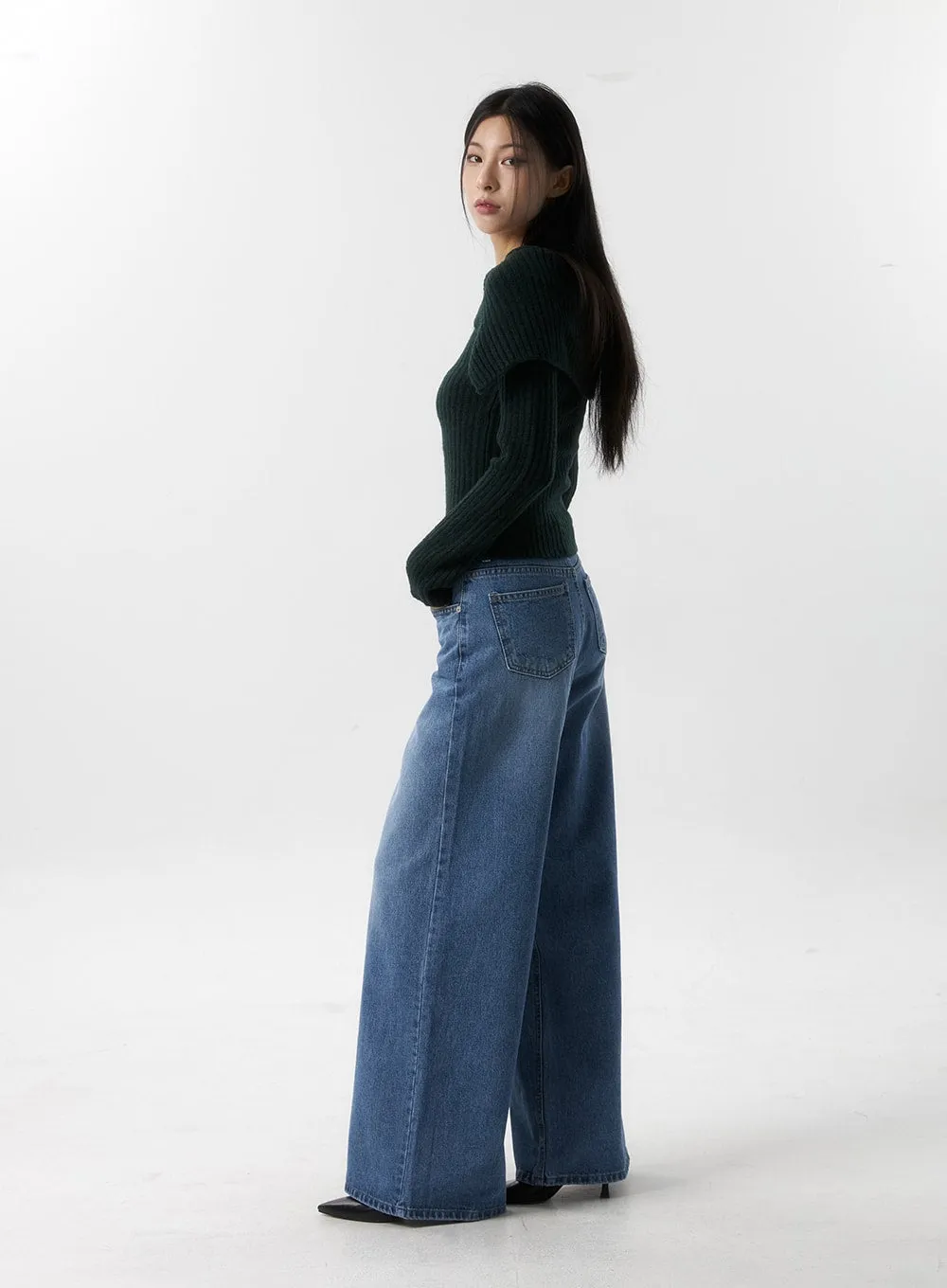 Wide Collar Off Shoulder Sweater IS315