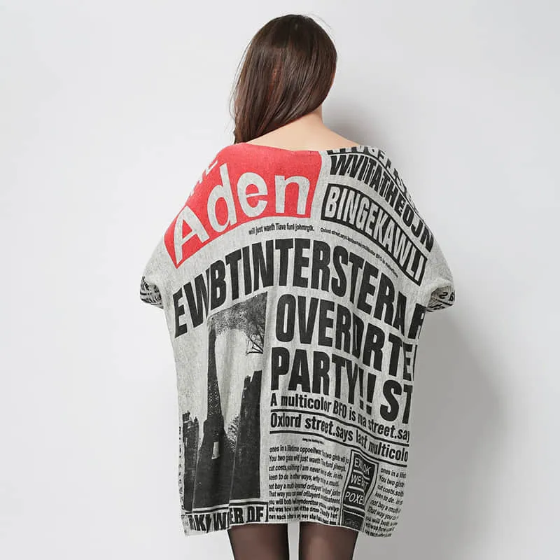Women's plus size letter print pullover sweater