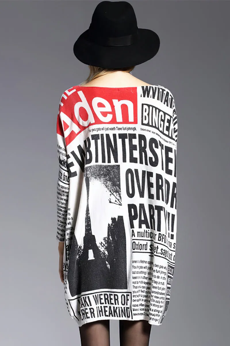 Women's plus size letter print pullover sweater