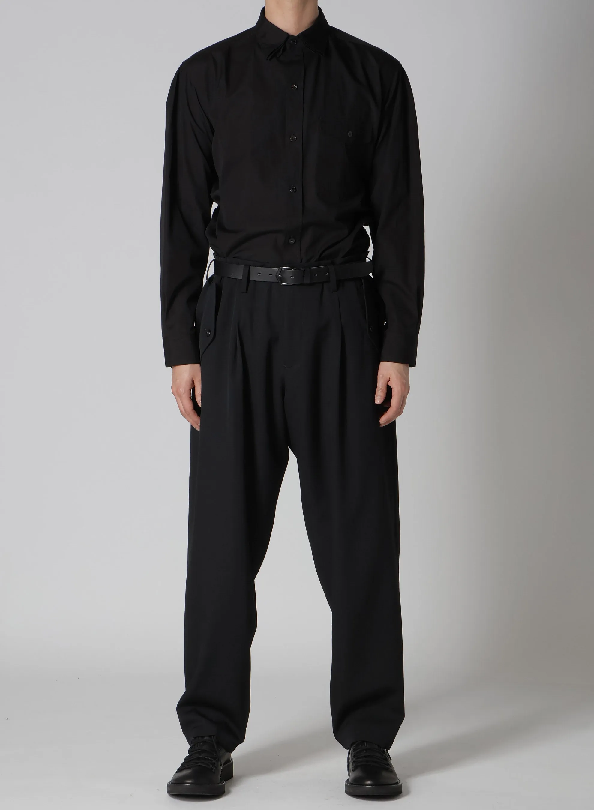 WOOL GABARDINE HEM TAB GABARDINE PANTS